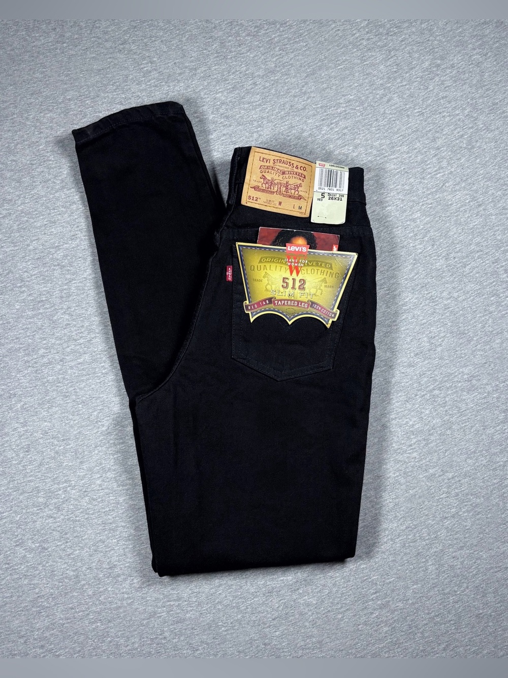 Vintage Levi’s 512 Slim Fit Tapered Jeans Women’s 5 26x31 Black Deadstock 90s